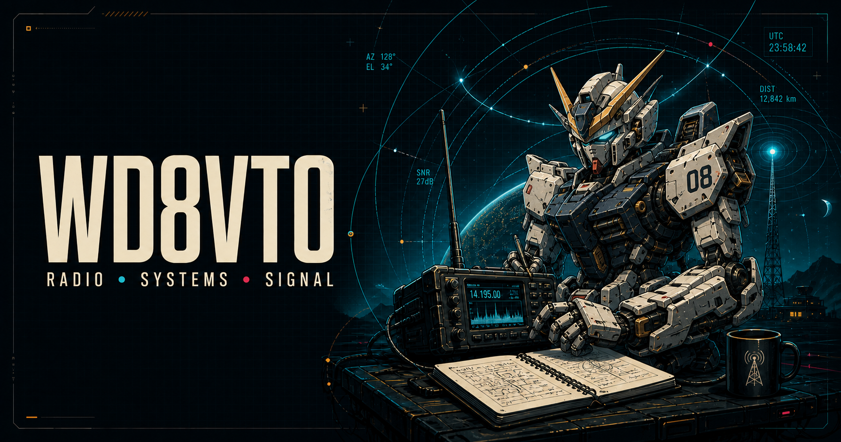 WD8VTO radio and Gundam systems artwork